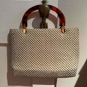 Vintage ivory metal mesh purse